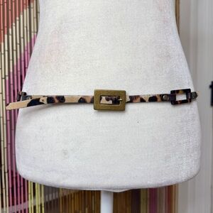 90s Y2K Leopard Print Calf Hair Low Waist Skinny Belt